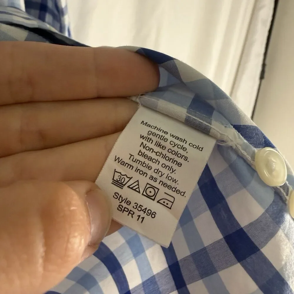 J. Crew Light Weight Shirt Men's Small Blue Plaid Long Sleeve Button Down Collar